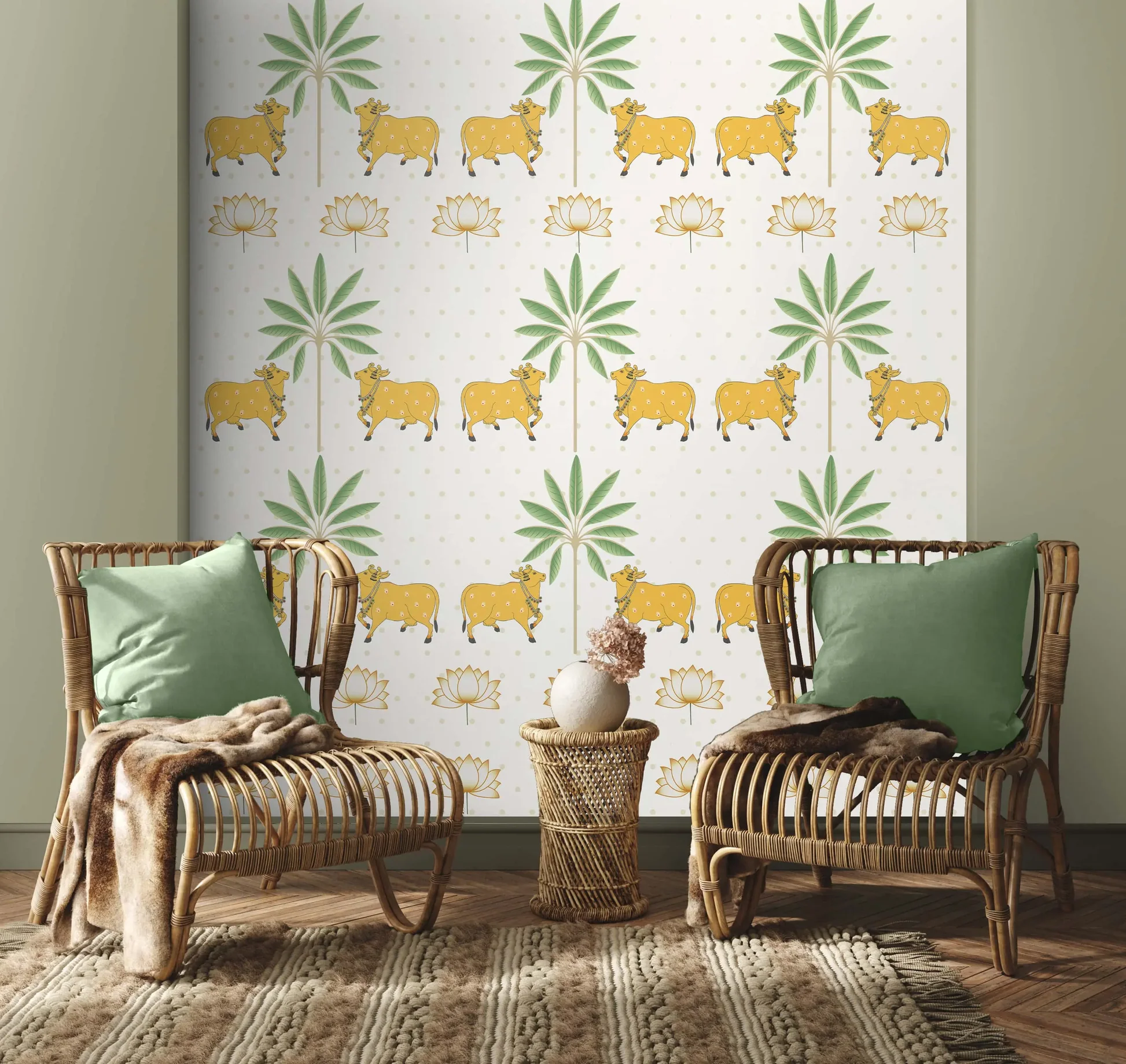 Heritage Pichwai Wallpaper for Rooms, Customized