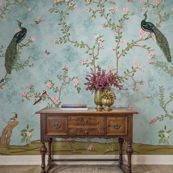 Bagiya, Peacock Chinoiserie Wallpaper in Indian Style, Customised - Image 2