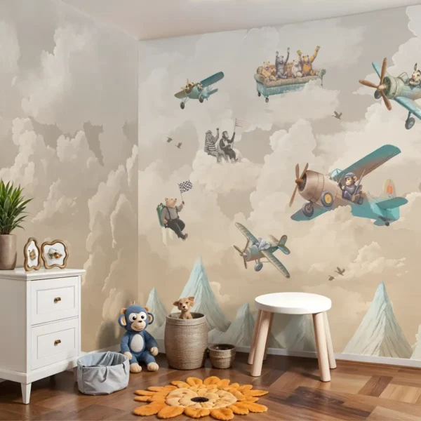 Dusky Amber Air show Kids Room Wallpaper - Image 2