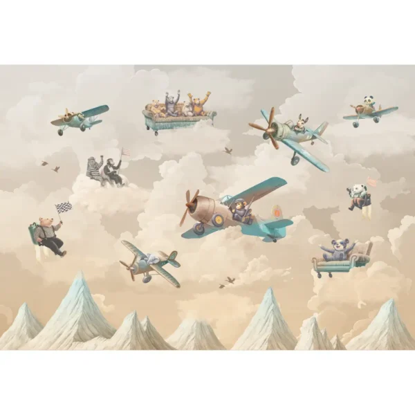 Dusky Amber Air show Kids Room Wallpaper - Image 4