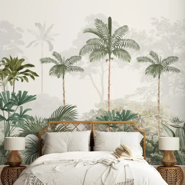 Kovalam Paradise, Palms Wallpaper for Rooms, Green, Customised