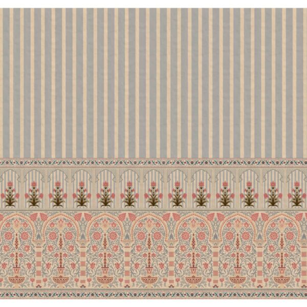 Kusum: Indian Floral Jharokha and Stripes Design Wallpaper - Image 4